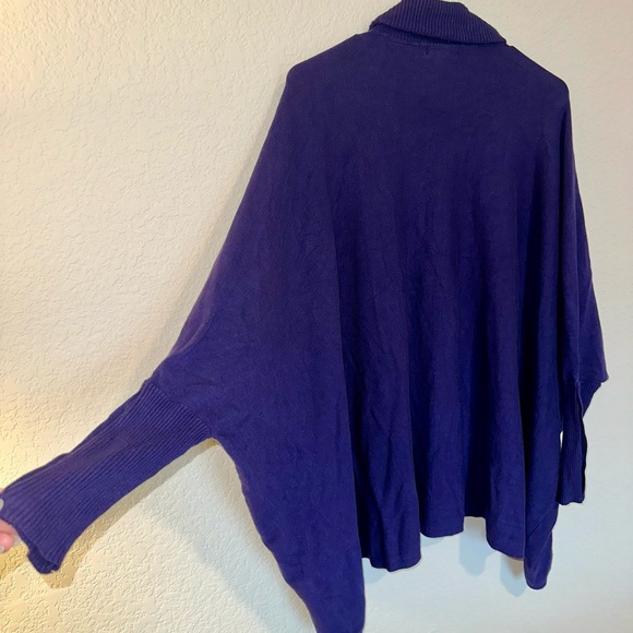 Alfani Women’s Turtleneck Poncho Sweater Purple Small - Picture 4 of 14